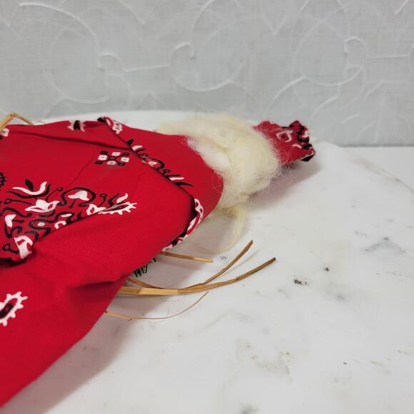 VINTAGE Bandana Santa  17" Tall Rustic Ornament Christmas Hand Made - Picture 9 of 13